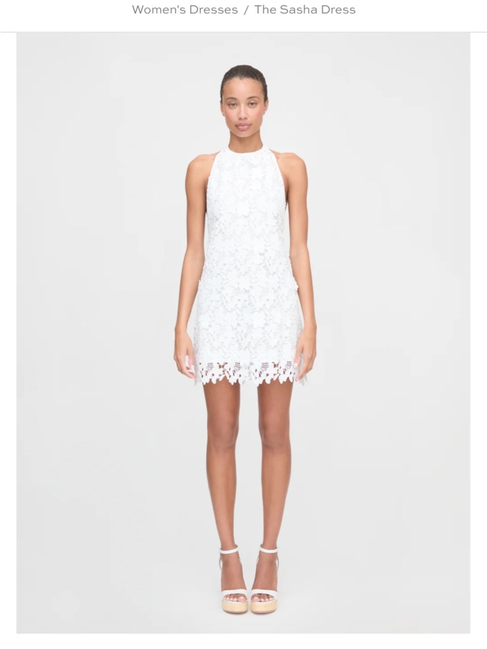 Hill House White Lace Halter Mini Dress